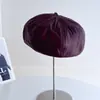 Chapéu Texturizado Fosco Estilo Old Money Unissex Estilo Casal Outono/Inverno Chapéu de Couro PU Chapéu de Equitação Boina Chapéu Hipster para Frente