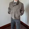 Versátil Negro y Gris "Suede Western" Tachonado Corto Solapa Ancha de Muesca Caja Desestructurado Gamuza Primavera Nueva Chaqueta