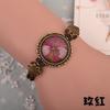 Pulseira de renda de liga vintage original com contas de neve e flores, joias de flores reais, naturais, cênicas, menina Mori, tecidas à mão