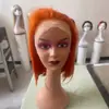 Peluca Bobo Color Degradado 13*4 Frontal de Encaje Peluca de Cabello para Mujer Peluca de Cabello Humano Corto Peluca de Cabello Humano