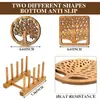 Base de Madera para Cazuela Platos Sólidos de Madera para Bocadillos Base Aislante de Madera para Cazuela Juego de Té Posavasos para Café Posavasos Tallado Hueco