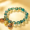 Hoja de Oro Cenicero de Incienso Vidrio Hilo de Mano Método Antiguo Arena Dorada Cuentas Budistas Pulsera Bestia Devoradora de Oro Cuentas de Vidrio de Colores Hilo de Mano