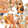 Compra directa transfronteriza de 50 lindos y adorables pegatinas decorativas impermeables de capibaras de dibujos animados para agendas