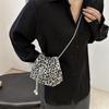 Bolso de Cubo con Cordón Estampado de Leopardo para Mujer 2025 Nuevo Otoño a la Moda Moderno Simple Bolso de Hombro con Cadena Bolso Cruzado de Moda