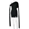 Roupas Femininas Europeias e Americanas Roupa Pura Desejo Garota Apimentada Design de Uma Alça Vestido Sexy Temperamento Saia Curta Plissada que Valoriza o Quadril com Fita