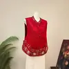 Novo Bordado Chinês Design de Estilo Nacional Jacquard Colete Solto Outono 2026 Novo Gola Alta Generoso Retro Colete