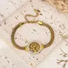 Collar con Colgante Árbol de la Vida Incrustado con Diamantes de Acero Inoxidable + Pulsera para Mujer Acero de Titanio Cruz Incrustada con Diamantes Diseño Original Popular en Comercio Exterior