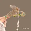 Grampo de Cabelo Rosa Artístico Retrô Primavera 2025 Metal Galvanizado Estilo Chinês Clipe de Tubarão Acessório de Cabelo Yiwu