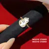 Anillo Abierto de Flor de Calabaza con Circonita Bañado en Oro Real de 24K con Diseño Único, Joyería de Lujo Ligero de Moda para el Dedo Índice