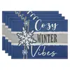 Manteles individuales navideños más vendidos transfronterizos, nueva serie de muñeco de nieve y renos, tapetes resistentes al calor, lino Amazon
