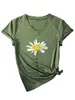 Let It Daisy Amazon Ebay Site Independente Camiseta Casual Feminina Elegante e Estilosa Manga Curta Decote V Camiseta Básica