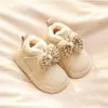 Zapatos de algodón para bebé niña, botas de nieve infantiles de invierno, botas de algodón, zapatos para niña pequeña, botas cortas afelpadas y engrosadas, zapatos de algodón estilo princesa