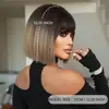 Peluca Blanca Degradada para Mujer, Cobertura Total de la Cabeza, Estilo Bobo, Cabello Artificial, Esponjosa, Rejuvenecedora, Moldea el Rostro, Chica, Cabello Corto Liso con Flequillo