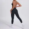 Em estoque Europeu e Americano Sensação Nua Sem Vergonha Linha Calças Esportivas Alça Sexy Costas Bonitas Corrida Fitness Calças Roupas de Yoga terno