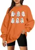 Uniqueone Blusão de Halloween Feminino Fantasma Lendo Livros Suéter Fantasma Fofo Marcador de Página Camiseta Outono