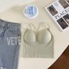 Top de Tubo Cruzado Hermoso con Copas Fijas y Almohadilla en el Pecho Chaleco Camisola para Mujeres de Verano
