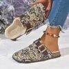 Sandalias de Talla Grande de Comercio Exterior Verano 2025 Nuevas Planas con Punta Estampada Sandalias de Estilo Étnico Bohemio para Mujer