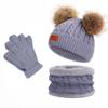 Conjunto de Dos Piezas Bufanda y Gorro de Invierno para Niños Pompón Bebé Gorro de Punto para Bebé Lana Cálida Forro Polar Cubrecuellos Engrosado