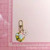 Chaveiro Coelho da Lua Fofo Liga Meninas Flor Rosa Desenho Animado Criativo Pingente Requintado Bolsa Pequeno Pingente