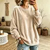 Europeu e Americano 2026 Novo Outono/Inverno Feminino Manga Longa Cor Lisa Casual Gola Redonda Moletom de Veludo Top Mais Vendido Bestseller