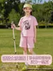 Conjunto de Verano de Moda y Estiloso para Niñas de Edad Media y Mayores, Estampado de Dibujos Animados, Camiseta de Manga Corta Casual