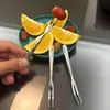 Garfo de Fruta de Aço Inoxidável 304, Garfo para Bolo Lunar, Palito de Fruta Martelado, Garfo de Salada Ocidental, Garfo de Dois Dentes, Garfo para Bolo e Sobremesa