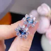 Aretes de Topacio Natural, Morado Sedoso, Cuerpo Completamente Puro, Plata 925, Exquisita Piedra Principal Incrustada 5*7mm, Suministro Directo del Fabricante