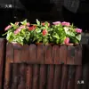 Maceta colgante, Macetero de madera rectangular para valla, Jardinera de madera anticorrosión para verduras, Canaleta para flores, Soporte para flores en barandilla de balcón, Exterior