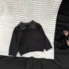 Ropa infantil coreana, suéter de punto elegante con cuello polo para bebé, atuendo de otoño, suéter de rayas para bebé