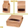 Bolsa de Papel Kraft con Sello de Ocho Lados para Ventana Escarchada Bolsa Auto-Sellante Bolsa de Empaque para Alimentos Carne Seca Bolsa Sello Superior Engrosada
