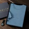 Suéter de Cashmere Masculino Gola Redonda Manga Curta Jacquard Colmeia Malha Cashmere Camiseta Malha de Lã Manga Meia Espessa