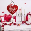 Letrero de Madera para el Día de San Valentín, Letrero Decorativo de Corazón para Puerta con Lazo de Cinta para Boda, Aniversario, Hogar