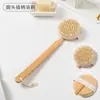 Cepillo de Baño con Cerdas Naturales Mango Largo Antideslizante Masajeador Exfoliante para Espalda Limpieza de Baño en Casa