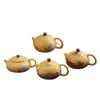 Tetera de Arcilla Morada con Segmento Dorado para Uso Doméstico, Olla Xishi, Olla para Conservar la Salud, Juego de Té Kung Fu Fengming, Tetera que Cambia de Color Sensible al Calor