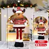 Decorações de Bonecos Telescópicos de Natal Transfronteiriços Enfeites Decorativos Listrados de Natal para Idosos Boneco de Neve Alce Atacado