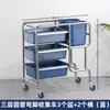 Carrito de Entrega de Alimentos de Acero Inoxidable Engrosado, Carrito de Recogida de Vajilla de Hotel, Carrito de Servicio para Restaurante, Carrito Comercial Móvil de Tres Pisos para Hotel de Doble Piso