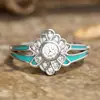 Anillo de Flor Retro Creativo Cao Shi Anillo de Flor de Margarita de Gota de Aceite para Mujer Exquisito Anillo de Circonita Microincrustada