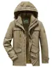 Abrigo acolchado de algodón grueso con forro polar, abrigo informal holgado de invierno para hombre, chaqueta acolchada de algodón con múltiples bolsillos para personas de mediana edad y mayores, abrigo acolchado de algodón de longitud media resistente al frío