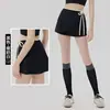 Falda Deportiva Corta de Bloques de Color a la Moda Anti-Exposición para Mujer con Bolsillo Lateral Único, Falda Media de Yoga con Lazo Frontal para Cubrir las Caderas, Falda de Tenis