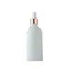 Botella dispensadora de aceite esencial Vidrio blanco mate Botella vacía Portátil Viaje Dispensador Muestra Botella Gotero con punta de plástico Botella de esencia