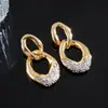 Pendientes Redondos con Colgante de Plata Cruzada Europea y Americana Incrustados con Diamante y Perla Joyería para Orejas de Mujer Lujo Ligero Gama Alta Moda Simple