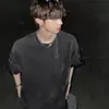Camiseta de manga corta estilo americano lavada y desgastada para hombre, top de algodón puro de alta gama para verano, camiseta de manga corta holgada vintage pesada