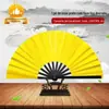Leque de Kung Fu preto osso preto leque de toque de dupla face leque de artes marciais 10 polegadas adulto crianças apresentação de dança leque dobrável leque Tai Chi