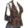 Amazon Europeo y Americano Transfronterizo Y2K Verano Nueva Moda Halter Retro Estampado de Leopardo Espalda Descubierta Chaleco de Moda Ropa de Mujer Al por Mayor