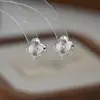 Moda Coreana Nuevos Pendientes de Tachuela de Trébol de la Suerte de Metal Cepillado para Mujer Aguja de Plata S925 Pendientes de Personalidad Simple y Temperamento