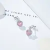 Pendientes de Plata de Ley S925 con Corte Flor de Hielo Rosa para Mujer, Modernos, Lujo Ligero, Gama Alta, Incrustados de Circonita, Pendientes Dulces en Forma de Corazón