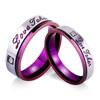 Moda Joyería Estilo Coreano, Anillos de Pareja Morados Personalizados Incrustados con Diamantes, Anillos de Acero de Titanio Amazon