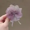 Pinza de Cocodrilo con Lazo de Flor de Organza Estilo Suave, Elegante y Versátil para el Viaje Diario, Accesorio para el Cabello para Fijar Mechones Sueltos