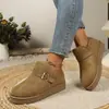 Botas de nieve transfronterizas para talla grande, nuevo estilo otoño e invierno, forradas de felpa, casuales, cálidas, de suela plana, botas de nieve cortas, zapatos de algodón de suela gruesa para mujer