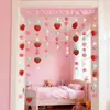 Cortina Partition de Cuatro Estaciones Sabor Fresa para Dormitorio, Cortina de Media Puerta sin Taladro, Cortina de Puerta Decorativa de Moda Transparente para Entrada